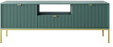 3E 3xE living.com 3xEliving LAMELLI TV-Ständer/Lowboard im modernen Stil, Länge 154 cm in Zwei Farben (grün + goldene Beine)