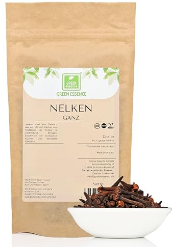 Nelken ganz 250 g, Gewürznelken ganz getrocknet von Green Essence | Nelken Gewürz 250g, aromatisches ganze Nelken zum Kochen, Backen, Wärmender Tee, Glühwein, Wintertee, Weihnachtsdekoration