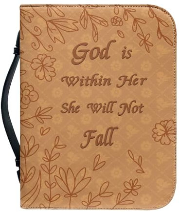 Facynde Bibelhülle Mit Griff, Braunes Leder, Tragetasche Leder Bible Covers Damen Blumen Bibeltasche Damen Tasche Bibel Buch Kirche Henkeltaschen