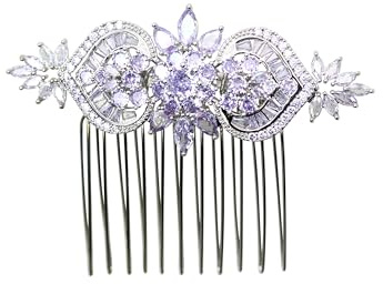 Faship Splendido pettine per capelli viola chiaro viola con cristalli di zirconia cubica floreale