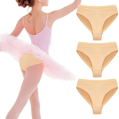 Charmi Culottes Danse Slips Ballet sous-vêtements Fille Lot de 3 Beige 7-8 Ans (Taille du Fabricant 130)