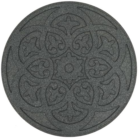 Nicoman Scroll - Piastrelle da Giardino in Gomma Riciclata, Resistenti, Resistenti, per vialetti Esterni, Diametro 46 cm, Colore Grigio, Set di 4