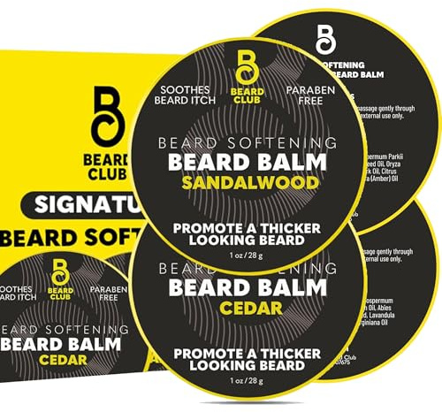 The Beard Club Cedar & Sandalwood Beard Balm - Leave-In Conditioner and Styling Wax for Beard Softening and Moisturizing - 2oz