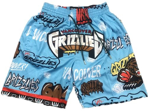 MCQOmcil Herren NBA Grizzlies Basketball Shorts hochelastische atmungsaktive Sporthose(Color:6,Size:M)