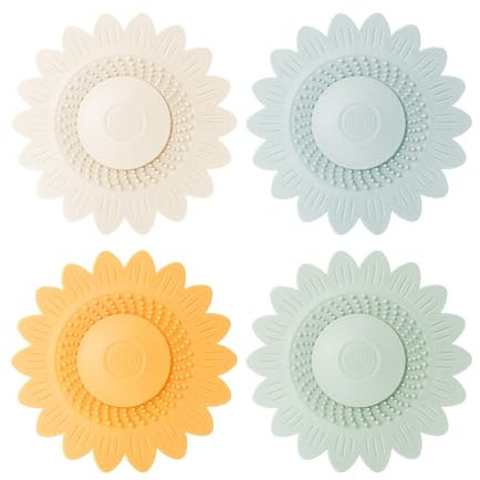 Pack of 4 Drain Strainer Silicone Sink Plugs, Universal Sink Cap with Strainer Function, Drain Plug for Sink, Bathtub