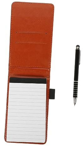 FUNOMOCYA Metall Kugelschreiber Notizblock Satz Kompakt Pu Material Praktischer Notizblock Büro und Haushaltszubehör für Schule und Alltag