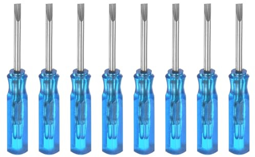 QUARKZMAN 8 Stück SL2.0 Mini Schlitzschraubendreher Set Kleine Schraubenzieher Set 2mm Magnetisch Schlitzkopf 45mm Länge Feinmechaniker Schraubendreher Set für Reparatur Werkzeug Set, Blau