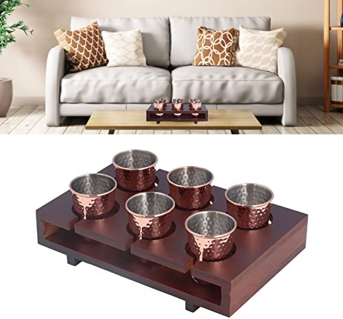 Topyond Kupferbeschichtetes Moscow-Mule-Becher-Set, 6 Stück 100 ml Edelstahl-Cocktailbecher mit Aufbewahrungshalter, Mini-Mule-Becher für Partys zu Hause, Kupfer-Jubiläum für Ihn