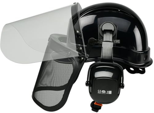 Nsteky Chainsaw Helmet with Face Shield and Ear Muffs，Customization Mesh Face Shield Forestry Helmet，Chainsaw Safety Equipment,Black