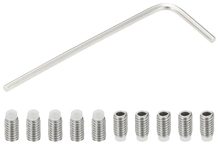 PATIKIL M3x5mm Nylon Spitze Gewindestift, 10 Stück 304 Edelstahl Metrische Sechskantkopf Becherpunkt Schraube Anti-Rutsch Innen-Sechskantantrieb Hardware mit l Schlüssel Schraubenschlüssel