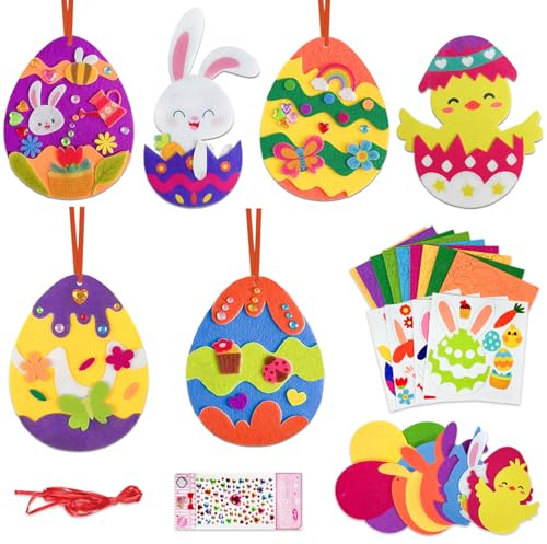 Luckeey paques decoration, paques enfant bricolage paques enfant activite, 37 pièces de Pâques, En feutre mousse Kit de bricolage pour enfants Décoration de Pâques