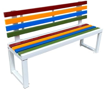 Gartenbank Wetterfest Ergonomisches Design, Verstärkter Rahmen, Korrosionsbeständiger Holzsitz, Sitzbank mit Lehne für Garten, Balkon, Terrasse(White)
