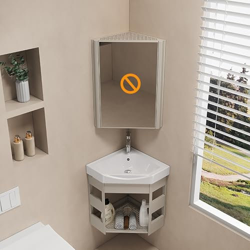 Pounjsd Lave Main Céramique Blanche，Lave Main WC avec Meuble Angle，Meuble Lave-Mains d'angle，Vasque À Poser Mini, Meuble Mural Salle de Bain lavabo, pour Maison, Cuisine, terrasse, Chambre
