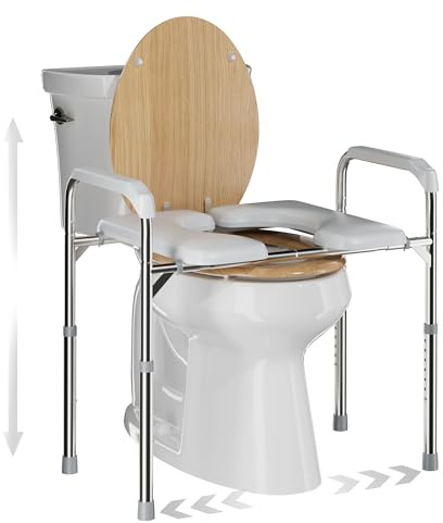Deewow Raised Toilet Seat with Handles, Toilet Seat Riser for Seniors with Adjustable Height, up to 400lbs, Raised Toilet Seat for Elderly, Pregnant and Handicap, Fit Any Toilet, FSA/HAS Eligible