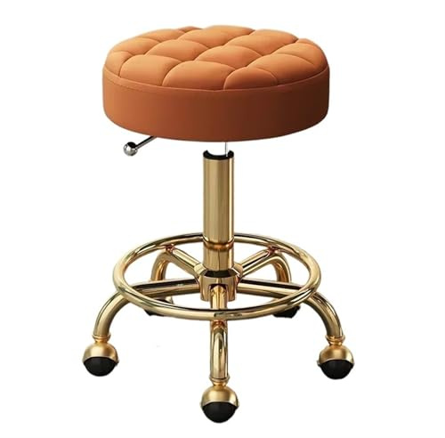 BOJHGO Rollhocker Master Chair Beauty Salon Hocker Friseurstühle mit Rollen und Rückenlehne, Drehhocker mit Rollen, Gewerbemöbel(Golden orange)