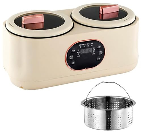 Pentola a cottura lenta doppia portatile con timer ritardato, pentola interna di alta qualità per campeggio e cucina all'aperto