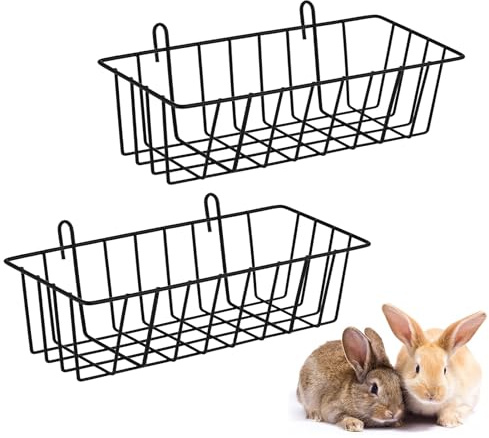 Bunny Hay Feeder - Set di porta alimentari di coniglio da 2 pacchetti, distributore di fieno in metallo | Fornitura della gabbia per animali domestici per criceti nani, roditori, cavie, supporto per e
