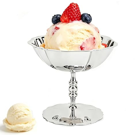 Dessertbecher Aus Edelstahl, Dekoratives Grenzmuster Fooded Schüssel Eisschalen Silber Schüssel Edelstahl Sauce Tassen Eisbecher Edelstahl Eiscreme Schalen Für Salatfruchtpudding