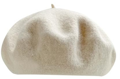 Bonnet Béret en Laine Béret Français Bonnet Hiver pour Artiste et Peintre Couleur Unie Femme Béret Basque Femme Béret Français Uni Bonnet (Beige, M), beige, M