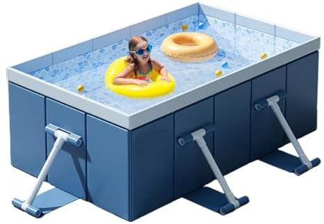 Piscine non gonflable – Pataugeoire pliable | Piscine non gonflable pour la famille et les adultes | Grande piscine rectangulaire pliable | Facile à installer, parfaite pour l'été