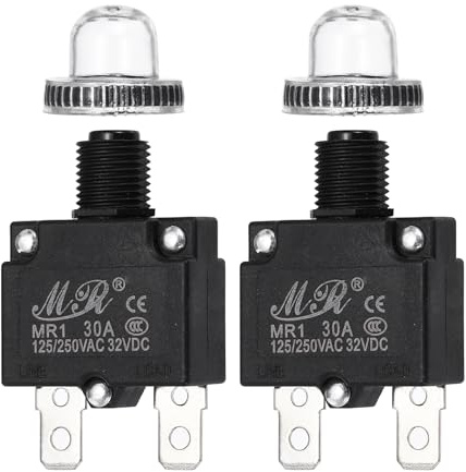 QUARKZMAN 2 Pcs Interruttore Termico A Pulsante 30Amp 125/250V AC 32V DC | Protezione Sovraccarico Termica, E Tappi Pulsante Impermeabili, Con Ripristino Manuale