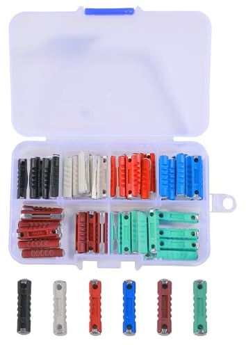 Xibao 60PCS Fusible Voiture,Fusibles Automobiles,5A 8A 10A 16A 25A 40A Automobile Européen Fusible,6 Modèles Kit D'assortiment de Fusibles à Lame Automatique,Convient aux Voitures,Camions,SUV
