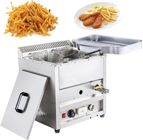 Friteuse professionnelle à gaz propane autoportante avec contrôle de la température, en acier inoxydable, grande capacité pour une utilisation professionnelle en cuisine