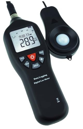 luxómetro Digital, Luxómetro 0-200000 Fotómetro con Función De Registro Datos Sensor Desmontable Retroiluminación Pantalla Grande Lux para viviendas, Agricultura y almacenes