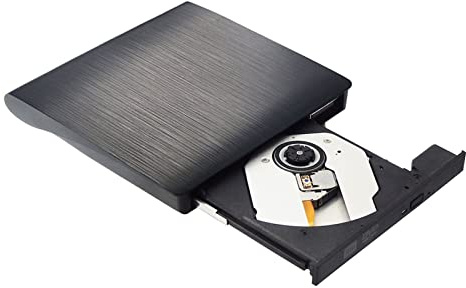BGAZA Portable DVD Joueur USB 3.0 Lecteur Optique Externe Mince CD-RW Lecteur brûleur Compatible Divertissement Music vidéo Film Audio télévision(Zwart)