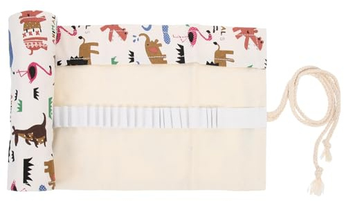 minkissy Canvas Stifterolle mit 48 Fächern Aufrollbares Federmäppchen aus Robustem Canvas für Buntstifte Pinsel und Marker Stifteetui für Künstler und Schule