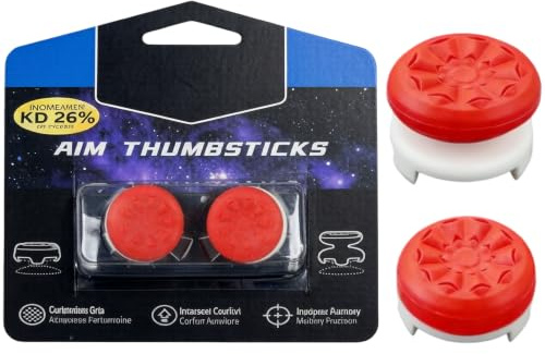 2 Pcs Thumb Grips For P-S4 PS5 Controller Accessories,Durable,High-Performance Silicone Joystick Replacement,Enhances Accuracy And Grip In FPS Games,Available In Tall And Medium Handle Sizes (Red)