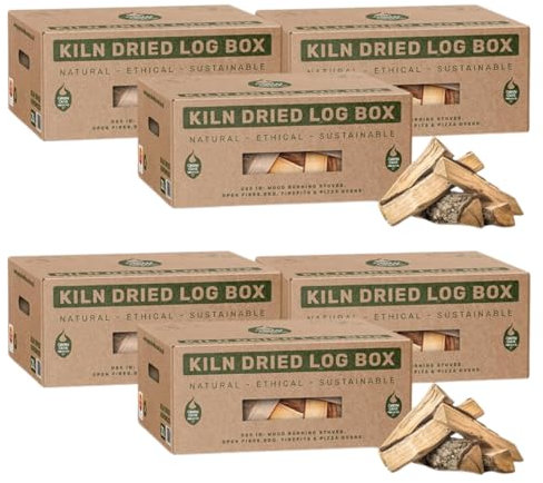 Green Olive Firewood - Kiln Dried British Logs (30kg /150ltr) for Wood Burners, Open Fires, Stoves and Fire Pits - Low Moisture, Ready To Burn, High Heat - Sustainably Sourced UK Firewood