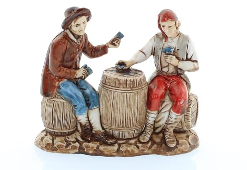Moranduzzo Set Giocatori di Carte – Scala 1:22 per Presepe da 8 cm – STANDARD 8 – Statuine Indistruttibili, Dipinte a Mano, Stile '700, Prodotto Ufficiale, Made in Italy, Scultore M. Landi