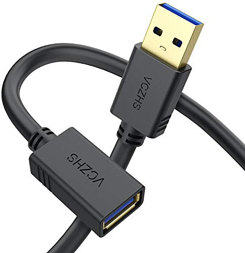 VCZHS Tech Short USB Extension Cable 0.6m - High Speed USB 3.0 Extender Male to Female Cord, Durable & Flexible for Mouse, Keyboard, Printer, Flash Drive, Webcam, and More