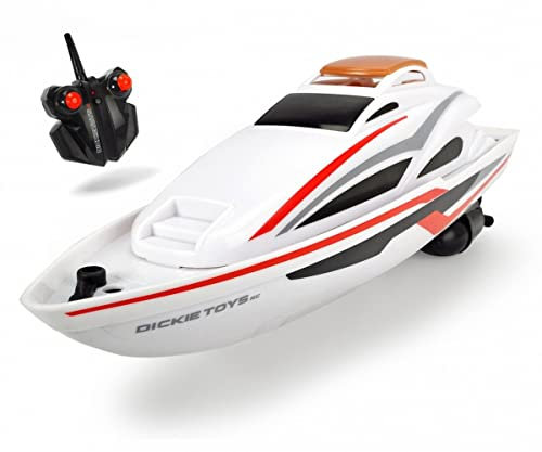 Dickie Toys RC Sea Cruiser, ferngesteuertes Boot, inkl. Fernbedienung, RC Speed-Boot, Spielzeugboot, inkl. Batterien, Reichweite 15 m, bis zu 2km/h schnell, 34 cm groß, ab 6 Jahren, 201106003, Weiß