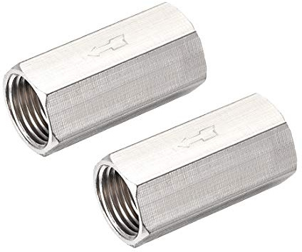 uxcell Nickel-Plated Copper One Way Air Check Valve G 1/2 BSP Female Threaded Full Port Check Valve 2Pcs