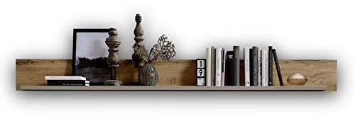 FUN PLUS 2 Wandboard in Eiche-Optik und Basalt Dekor, Wandregal | 180 x 18 x 22 cm (B/H/T), robustes Schweberegal, matte Basalt-Ablage, ideal für Wohnzimmer, Schlafzimmer oder Flur
