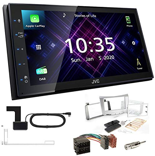 JVC KW-M565DBT 2-DIN Autoradio mit DAB Antenne passend für Lancia Delta III 2009-2014 Silber