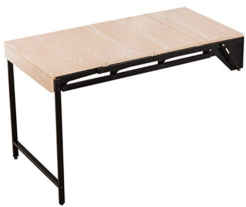 Grande Multifunzione Tavolo Pieghevole A Muro con Ripiani Portaoggetti,Tavolo A Ribalta A Parete in Legno Massello-Salvaspazio,Tavolo da Cucina/Tavolo da Pranzo/Banco da Lavoro(122×75××65cm)