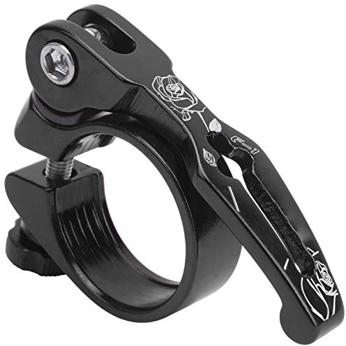 Quick Release, 31.8mm Aluminium Alloy Seatpost Clamp for Road Mountain Folding Bikes Lightweight CNC Machined with Extended Lever Ergonomic Design Tool Free Adjustable (Black)