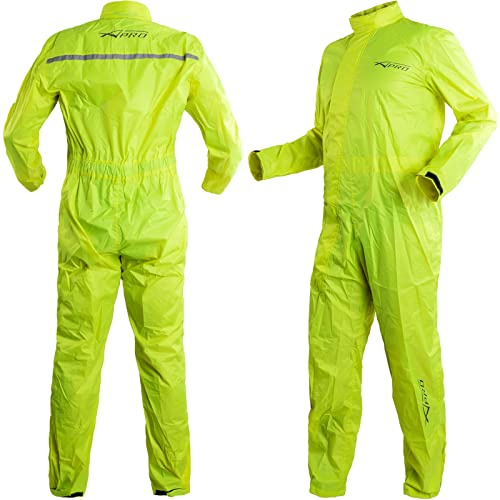 A-Pro Tuta Intera Moto Anti Pioggia Marsupio Acqua Impermeabile Ripieghevole Fluo M