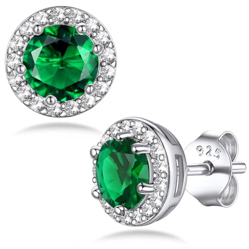 Bestyle Orecchini Donna Argento 925 con Pietre Portafortuna 1 Carati | Orecchini Punto Luce Donna Zirconi Tonda Brillanti per 12 Mesi, Ipoallergenico e Leggero, con Confezione Regalo