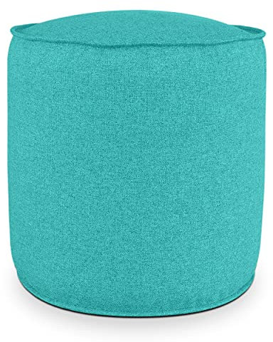 Deshome - Sitzhocker Sitzpouf Pouf rund Ø 50 cm mit abnehmbarem Polster für Innen- und Außenbereich: Sitzpouf Design für Sofa, Wohnzimmer, Schlafzimmer, Sitzhocker, Light Pouf Türkisgrün