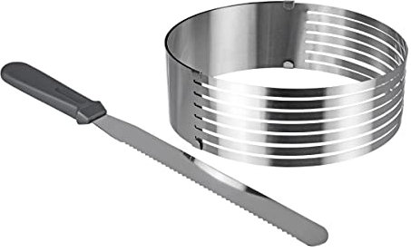 genialo Torten-Schneidehilfe-Set, 2 Teile, Schneidehilfe mit Rillen + Konditormesser