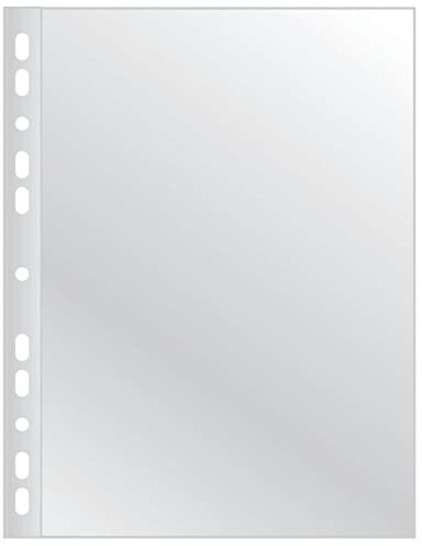 Q-Connect KF11187 Prospekthülle/Klarsichthüllen Glasklar A4-50 Stück/Verbreiterte Seiten/Oben Offen Klarsichthüllen Sicht-Hüllen Gelochte Plastikhülle/Transparent 90 mikron