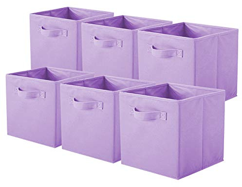 PowerKing Contenitore di stoccaggio, cubi pieghevoli di stoccaggio del tessuto e cassetto dell'organizzatore di stoccaggio del panno per armadio e giocattoli di stoccaggio, 6 Pack (lavanda)