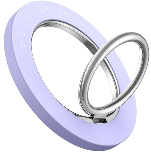 Magnetisk telefonringhållare för MagSafe – Lamicall 360 roterande telefongrepp [avtagbart och trådlöst laddningsvänligt] för iPhone 16 15 14 13 12 Pro/Pro Max/Plus/Mini, andra med järnplatta – lila | 360° rotation och 90° investering, med metallring, mobilt magnetiskt grepp för iPhone 17/16/15/14/13/12/11, Android