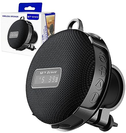 Upgraded Compact Portable Bluetooth 5.0 Wireless Bike 5W/8W Stereo Speaker, IP67 Waterproof Outdoor &10h Play Time, Advanced Class D Amplifier & Built-in Weighty Bass (8W with Speedometer)