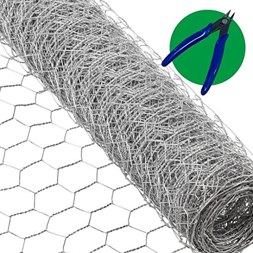 Suregreen Chicken wire | 1m x 350mm | 25mm holes | Galvanised | with FREE Wire Cutting Pliers | DIY Crafts