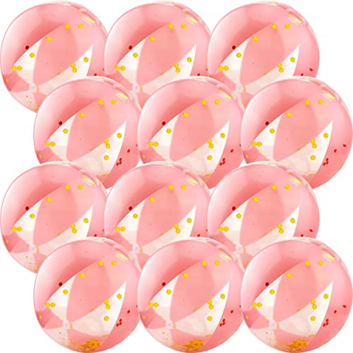 12er-Pack 16 Zoll aufblasbare Glitzer-Wasserbälle Konfetti-Wasserball Großpackung Aufblasbarer Wasserball für Sommerstrand-Pool-Wasserparty-Spielzeug (Roségold)